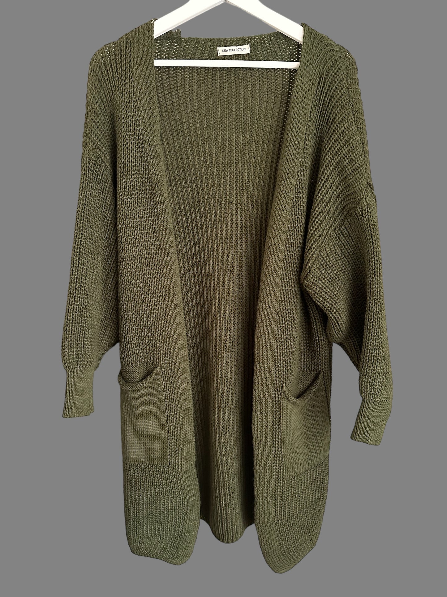 Cardigan court tricoté - Vert armée