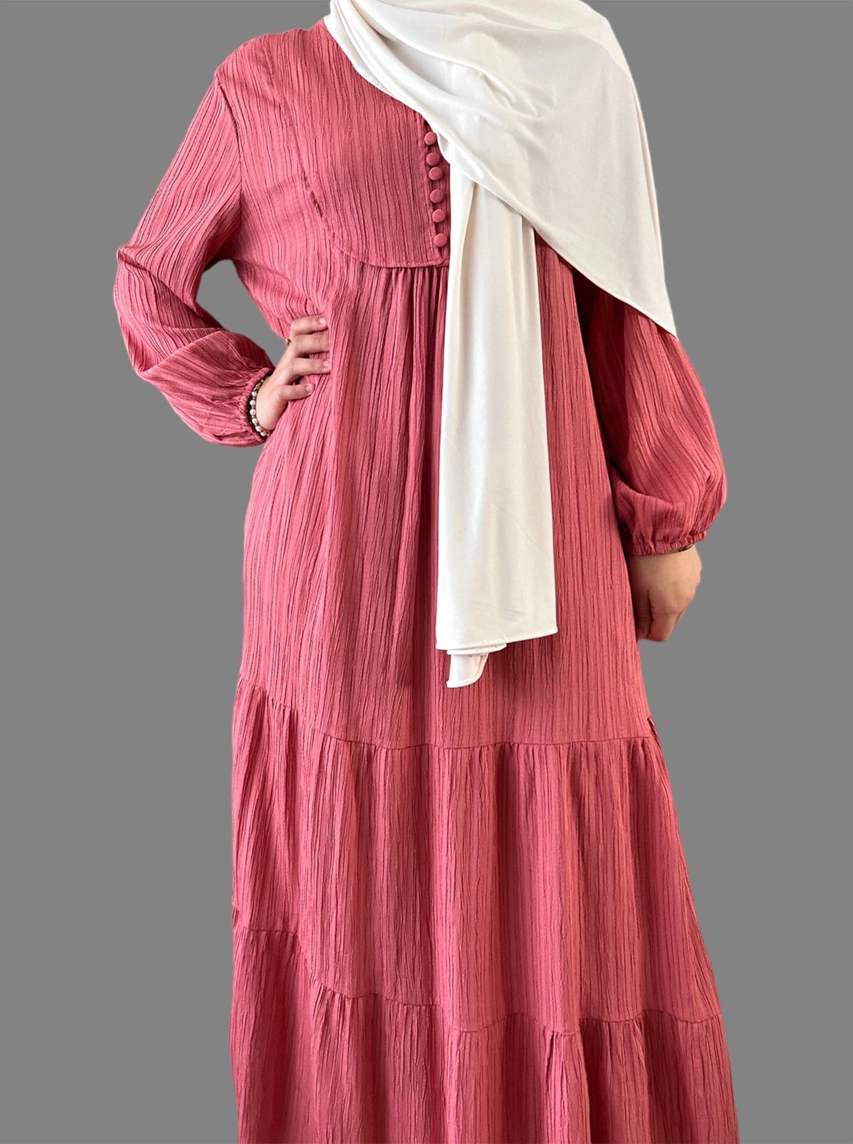 Robe à boutons côtelés - Vieux rose