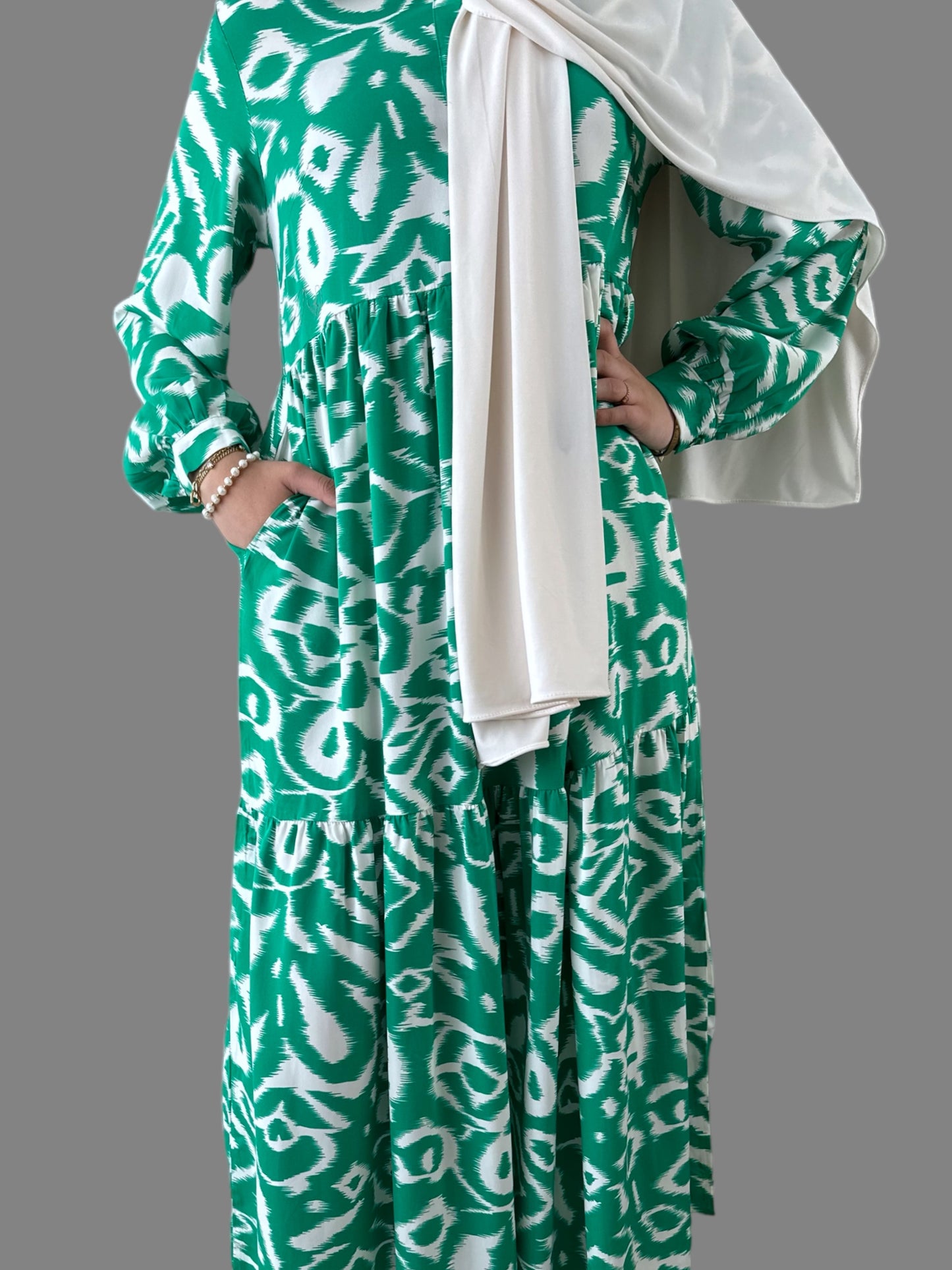 Maxi Dress With Pockets - Green