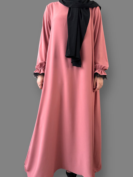 Cute Sleeve Abaya - Old Pink