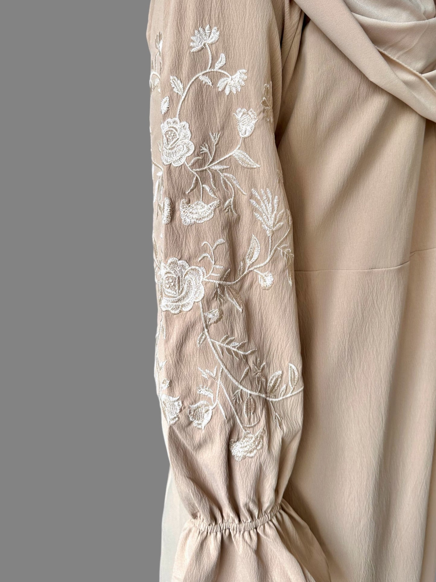 Embroidered Flower Dress - Cream