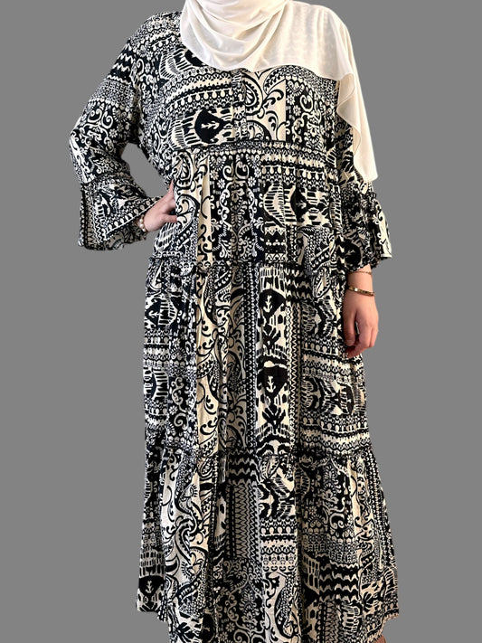 Flared Sleeve Dress - Black