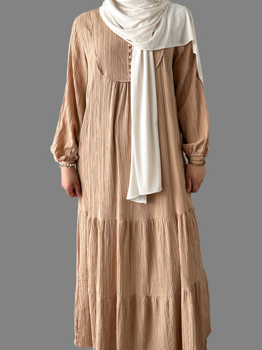 Ribble Button Dress - Light Brown