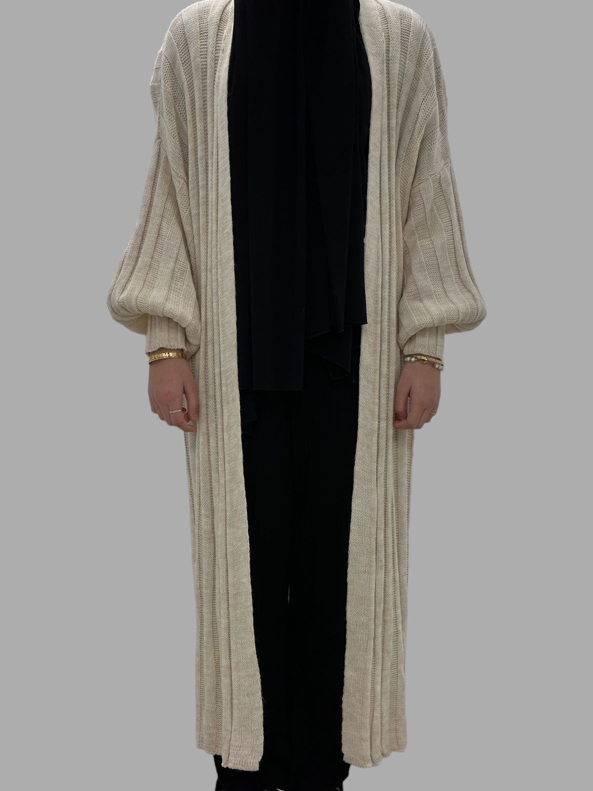 Long Knitted Cardigan - Creme