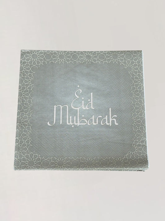 Eid Mubarak servet - Grey (10st)
